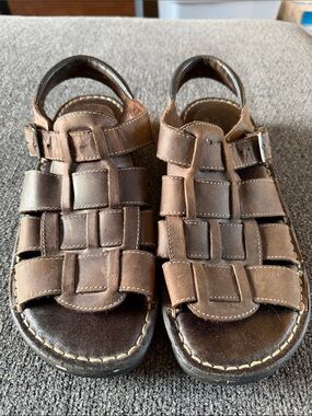 Minnetonka Brown Woven Leather Men’s Fisherman Sandals
